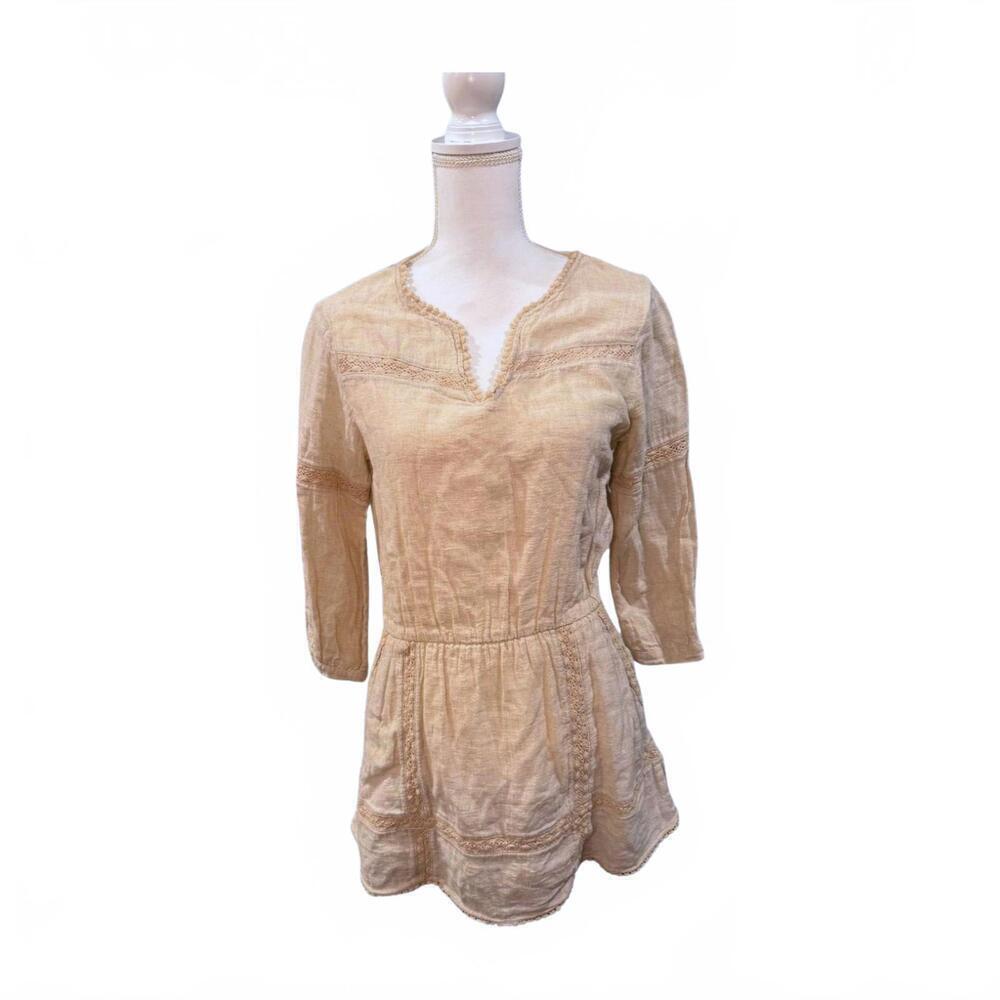 ANINE BING Cotton–Linen Peasant Tunic Dress – Size Small